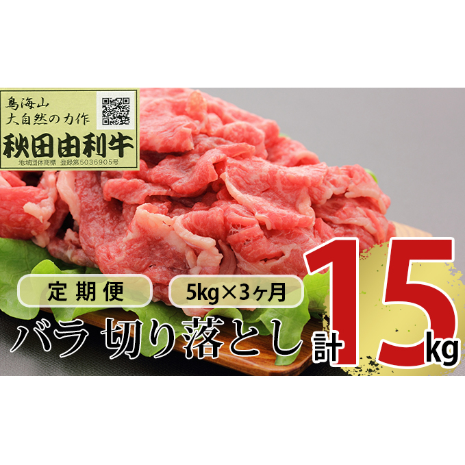 《定期便》3ヶ月連続 秋田由利牛 バラ切り落とし 5kg(1kg×5パック)秋田県にかほ市459000肉牛肉