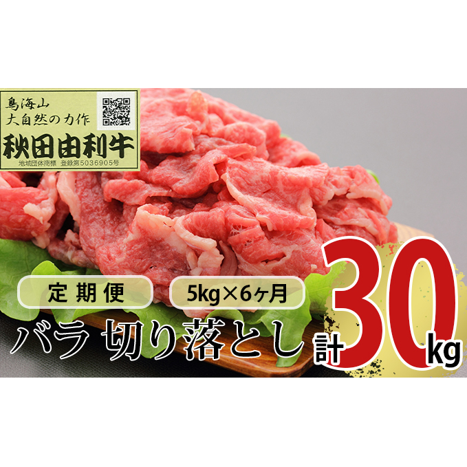 《定期便》6ヶ月連続 秋田由利牛 バラ切り落とし 5kg(1kg×5パック)秋田県にかほ市918000肉牛肉