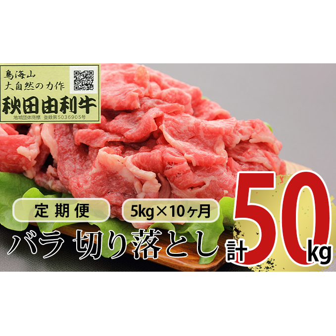 《定期便》10ヶ月連続 秋田由利牛 バラ切り落とし 5kg(1kg×5パック)秋田県にかほ市1530000肉牛肉