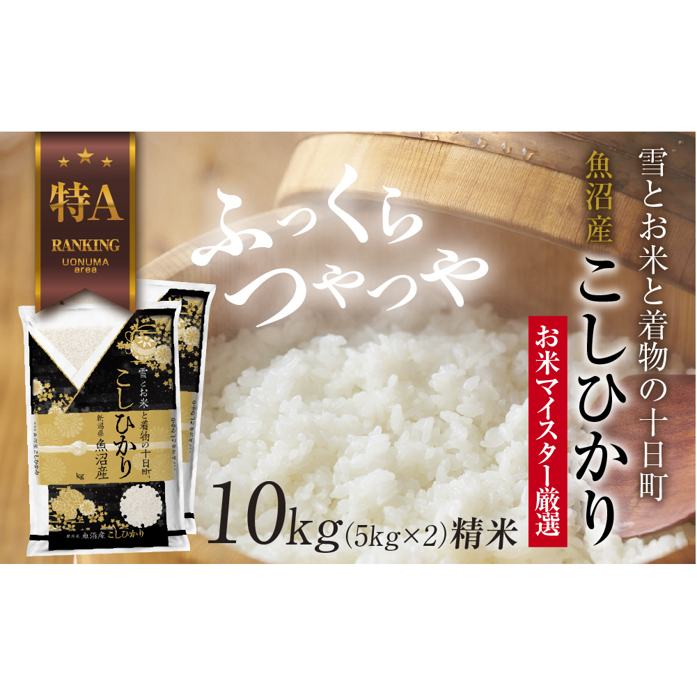 魚沼産 コシヒカリ 5kg ×2袋 計10kg お米 こしひかり 新潟 (お米の美味しい炊き方ガイド付き) 精米 ご飯 ブランド米 銘柄米 新潟県十日町市50000米・パン白米