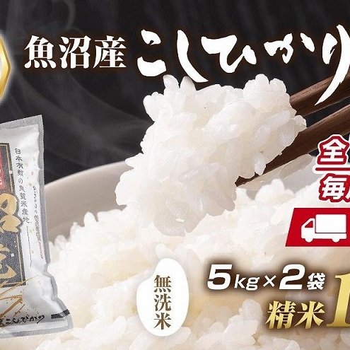 【定期便】|無洗米| 新潟県 魚沼産 コシヒカリ お米 10kg×計12回 精米済み 年間 毎月発送 こしひかり (お米の美味しい炊き方ガイド付き) ご飯 ブランド米 銘柄米 新潟県十日町市600000米