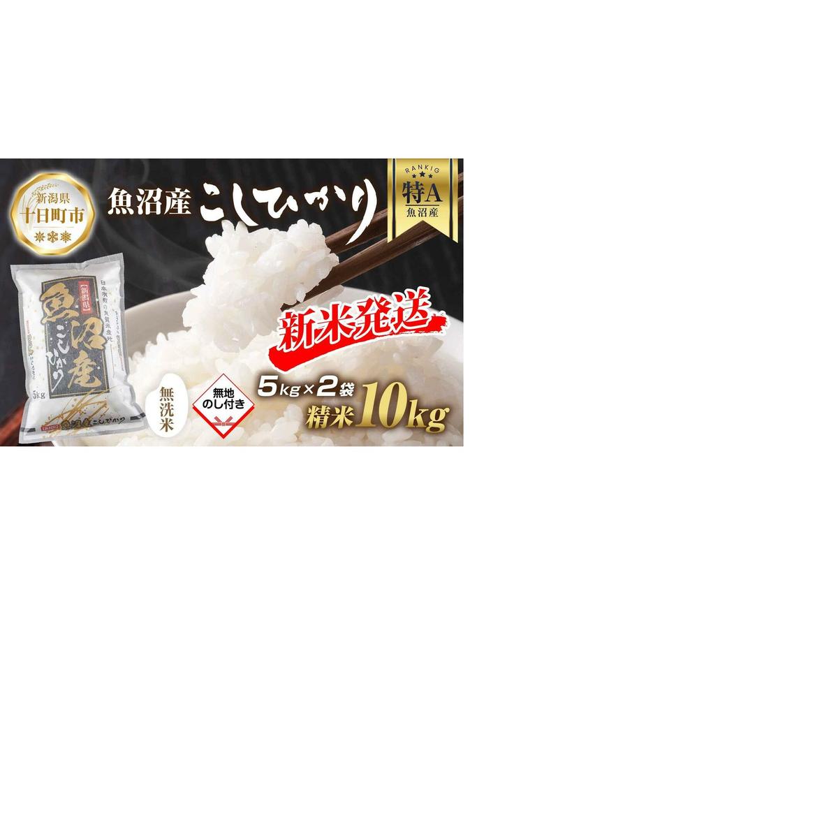 【令和7年産 新米予約】 無地熨斗 無洗米 魚沼産 コシヒカリ 5kg × 2袋 計10kg 新米 農家のこだわり 新潟県 十日町市 お米 こめ 白米 コメ 食品 人気 おすすめ  精米 ご飯 ブランド米 銘柄米 新