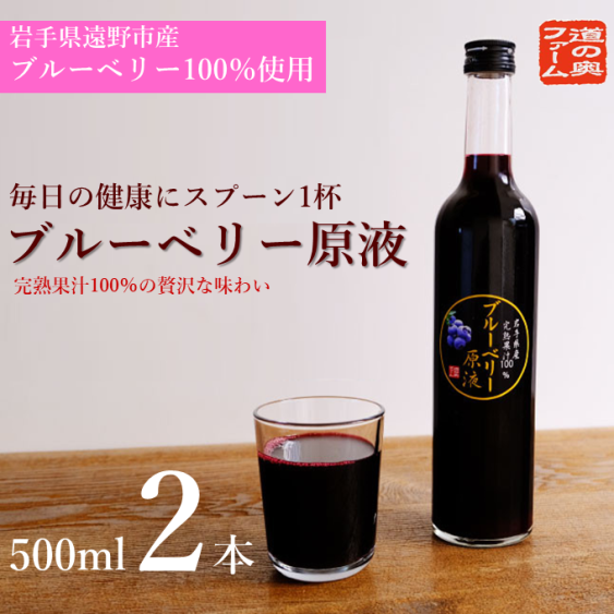遠野のブルーベリーから絞った原液 500ml 2本セット【道の奥ファーム】岩手県遠野市23000果物・フルーツその他 果物・フルーツ