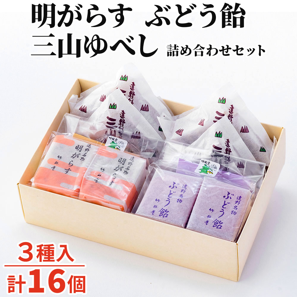 明がらす ぶどう飴 三山ゆべし 計16個 詰め合わせ セット 竹林堂 岩手県 遠野市岩手県遠野市8000菓子・スイーツ