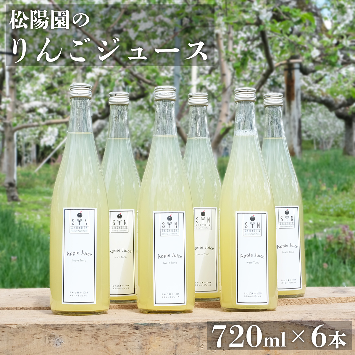 松陽園 りんご ジュース 6本セット 720ml / 100% 岩手県 遠野市 りんご農家 松陽園 農家 産地 直送 ギフト 贈答 お祝い 箱 詰め合わせ  リンゴ アップル 果汁飲料 林檎 朝食 無添加 健康岩手県遠