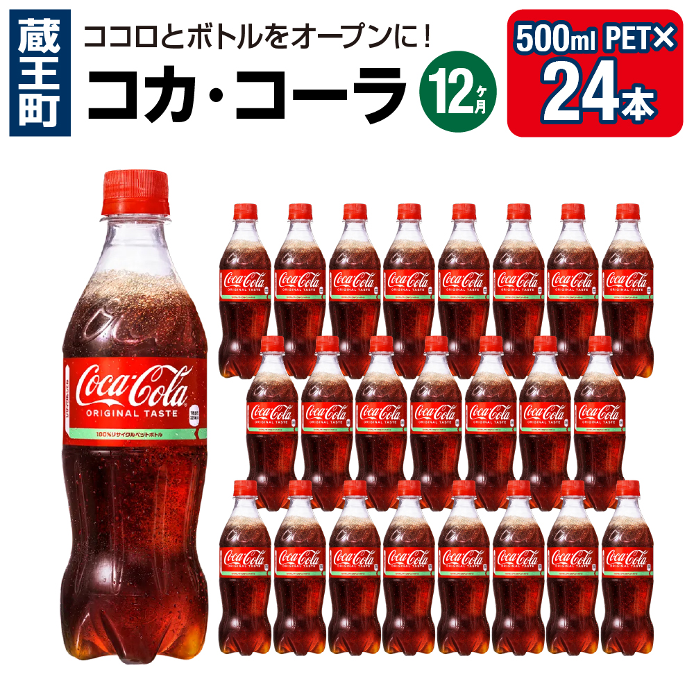 【12か月連続お届け】コカ・コーラ 500ml PET×24本 【04301-0701】宮城県蔵王町120000お茶・飲料その他 お茶・飲料