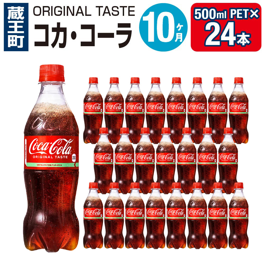 【10ヶ月連続お届け】コカ・コーラ 500ml PET×24本 【04301-0034】宮城県蔵王町100000お茶・飲料その他 お茶・飲料