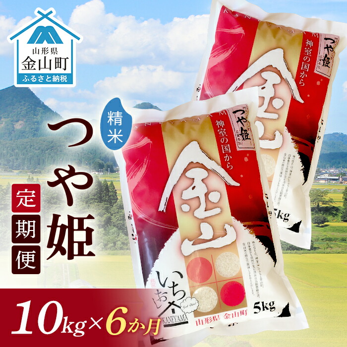 令和7年産《定期便》金山産米 つや姫 【精米】10kg×6ヶ月 計60kg 6ヶ月 米 お米 白米 ご飯 精米 ブランド米 つや姫  東北 山形 金山町 F4B-0640山形県金山町282000米・パン白米