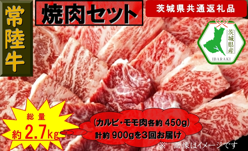 【3か月定期便】【常陸牛】焼肉セット 約900g【定期便】計3回 総量約2,700g(茨城県共通返礼品)【常陸牛 茨城県産 日立市】茨城県日立市76000肉牛肉