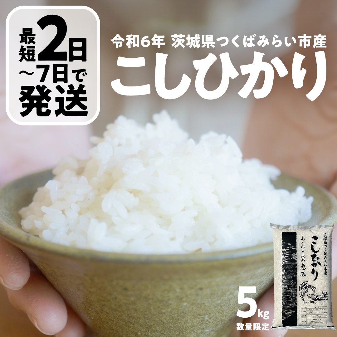 \ 最短 2日で発送 / コシヒカリ 5kg 令和6年産精米【 数量限定 】茨城県つくばみらい市産 米 コメ 単一米 12000 茨城県産 国産 即納 スピード配送 すぐ届く 発送 早い 即発送 コスパ こしひか