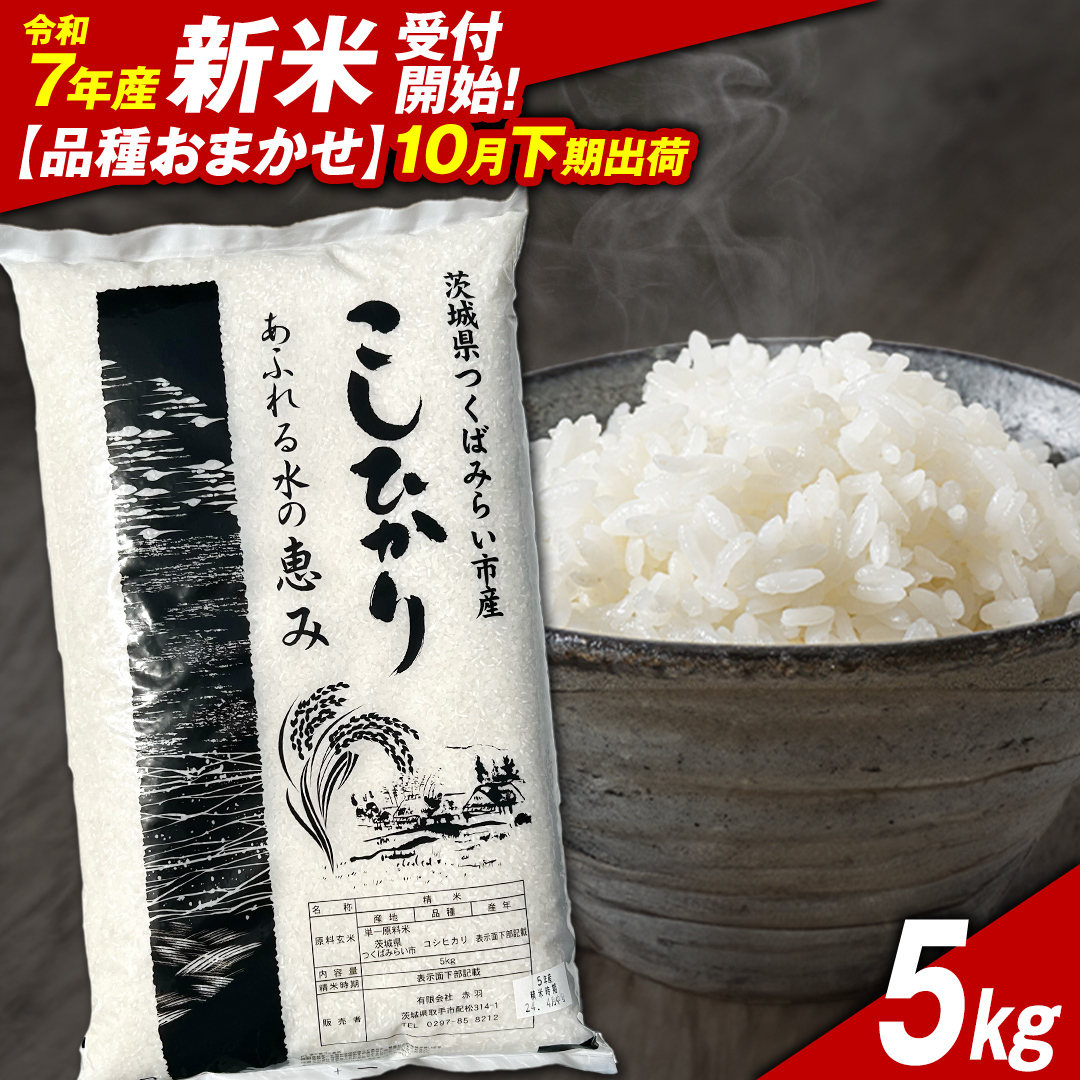 \ 新米先行予約 /【10月下期出荷】品種おまかせ 5kg 茨城県つくばみらい市産 精米 こしひかり コシヒカリ あきたこまち ひとめぼれ ふくまる ゆめひたち ミルキークイーン にじのきらめき