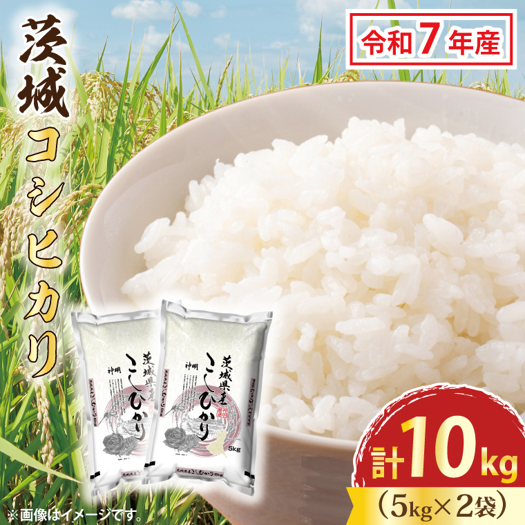 令和7年産 茨城 コシヒカリ 10kg (5kg×2袋) 新米 米 お米 おこめ 白米 ライス ご飯 精米 こしひかり 国産 茨城県産茨城県大洗町26000米・パン白米