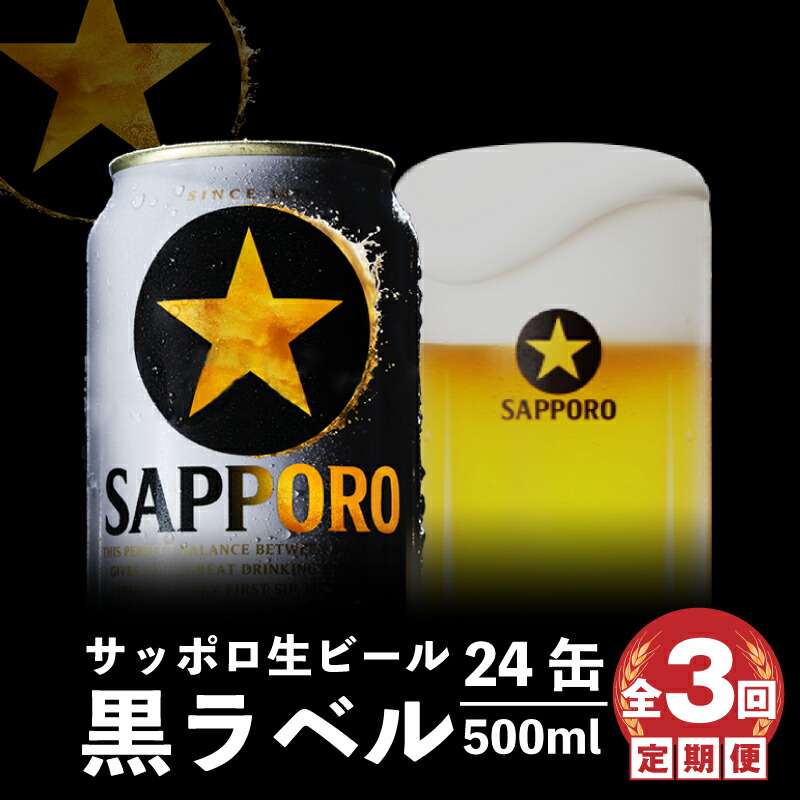 『定期便:全3回』黒ラベル500ml×24本【30007901】北海道恵庭市69000酒・アルコールビール・発泡酒