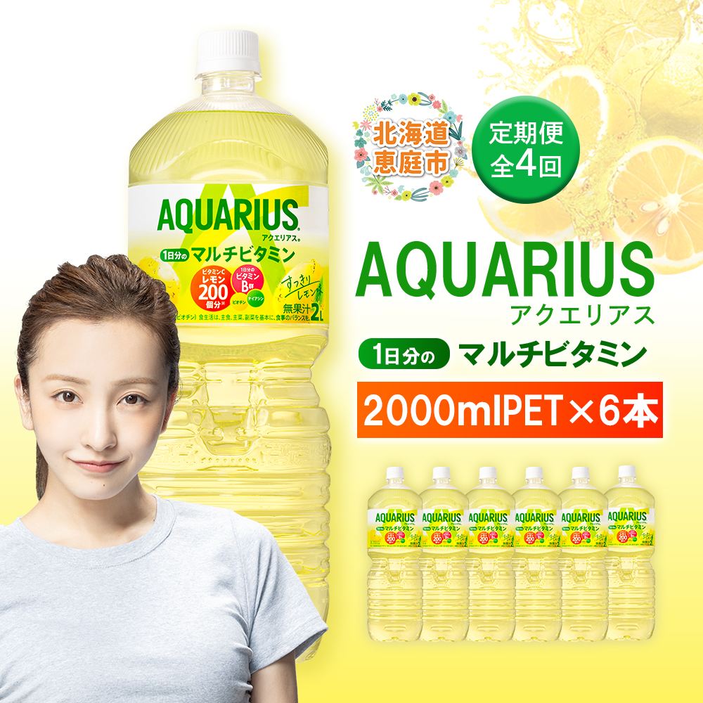 【定期便:全4回】アクエリアス 1日分のマルチビタミン 2LPET×6本【380088】北海道恵庭市34000お茶・飲料その他 お茶・飲料