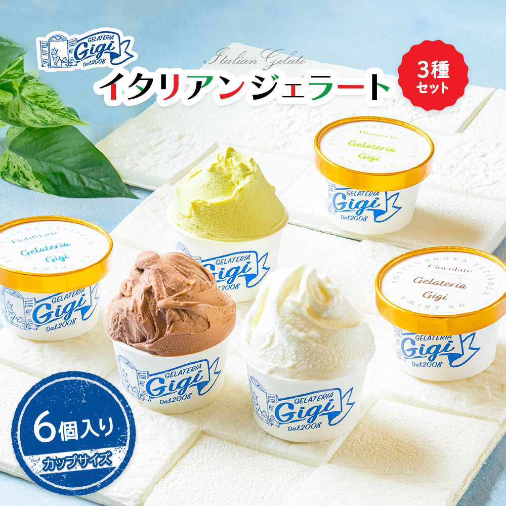ジェラテリアGigiのイタリアンジェラート3種【カップサイズ6個】【43003301】北海道恵庭市12500菓子・スイーツアイス・ジェラート