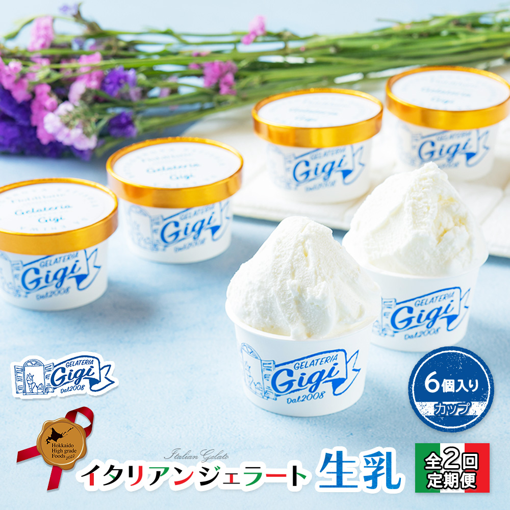【定期便:全2回】ジェラテリアGigiのイタリアンジェラート『生乳』【カップ6個入】【430035】北海道恵庭市24000菓子・スイーツアイス・ジェラート