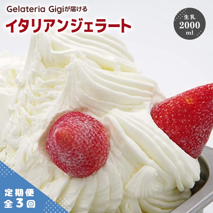 【定期便:全3回】ジェラテリアGigiのイタリアンジェラート『生乳』2000ml【43004602】北海道恵庭市42000菓子・スイーツアイス・ジェラート