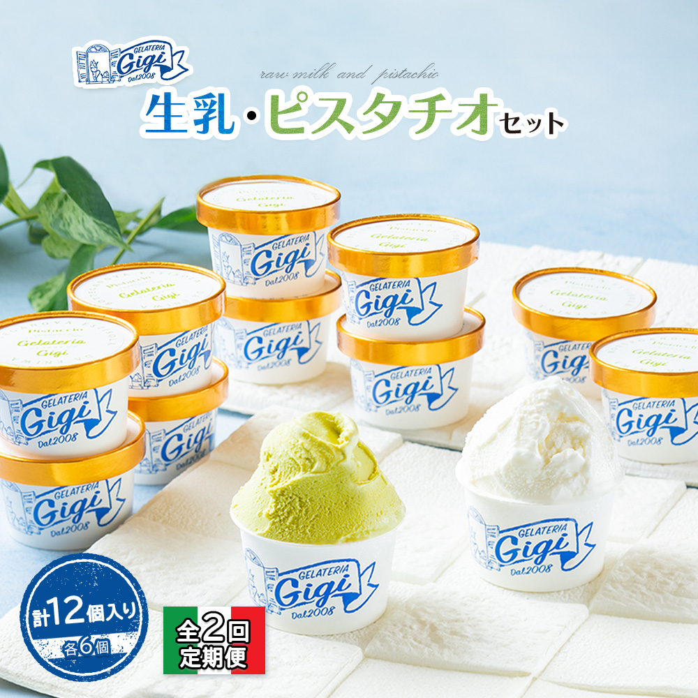 【定期便:全2回】Gigiの生乳イタリアンジェラート6個イタリア産ピスタチオ6個セット(計12個入り)【43006501】北海道恵庭市36500菓子・スイーツアイス・ジェラート