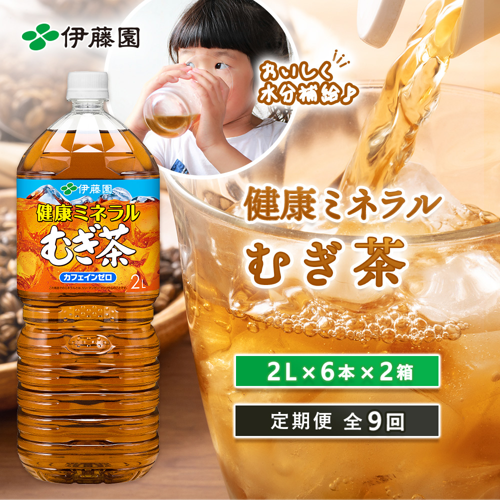 『定期便:全9回』健康ミネラル麦茶2L×6本×2箱【500021】北海道恵庭市108000お茶・飲料お茶