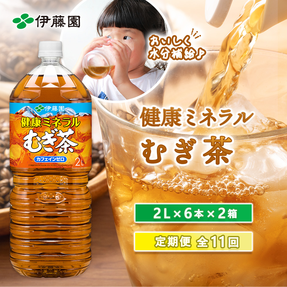 『定期便:全11回』健康ミネラルむぎ茶2L×6本×2箱【500023】北海道恵庭市132000お茶・飲料お茶