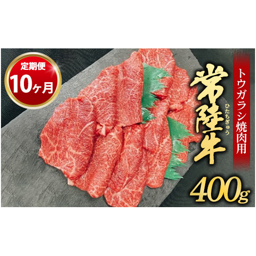 【定期便 10ヶ月】【希少部位】常陸牛トウガラシ焼肉用400g(茨城県共通返礼品 茨城県産)茨城県守谷市110000肉牛肉