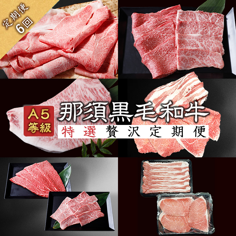 【定期便6ヵ月】A5等級 那須黒毛和牛 特選贅沢定期便〔P-332〕| 牛肉 国産 赤身 那須和牛 黒毛和牛 那須黒毛和牛 とちぎ和牛 栃木和牛 ブランド牛 A5 すき焼き しゃぶしゃぶ 焼肉 ステーキ 夜