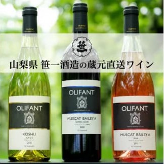1001-101 【蔵元直送】笹一酒造のOLIFANT(オリファン)ワイン<赤・白・ロゼ>6本セット山梨県大月市53000酒・アルコールワイン