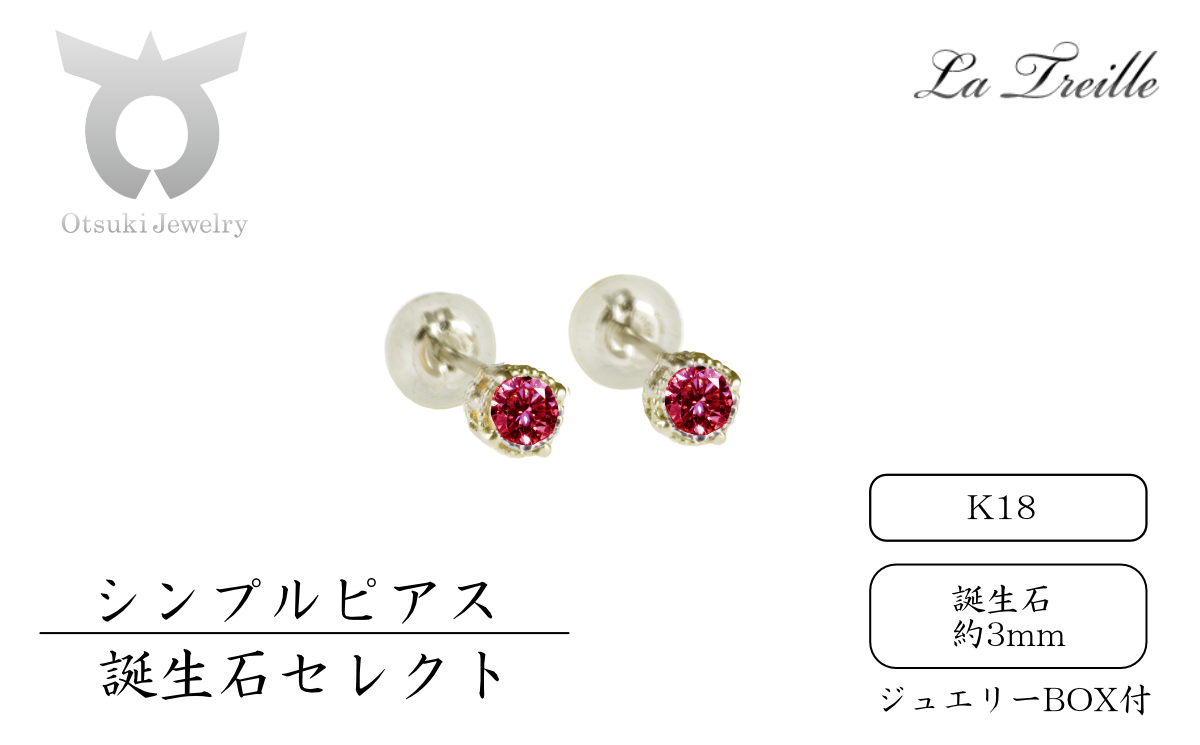 1081-014 シンプルピアス K18(誕生石)山梨県大月市184000衣類・装飾品・工芸品アクセサリー