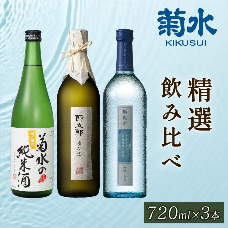 菊水 精選 飲み比べ セット 720ml | 日本酒 純米 吟醸 大吟醸 四合瓶 日本酒 3本 菊水酒造 新潟県 新発田市 節五郎 無冠帝 日本酒 E100_01新潟県新発田市23000酒・アルコール
