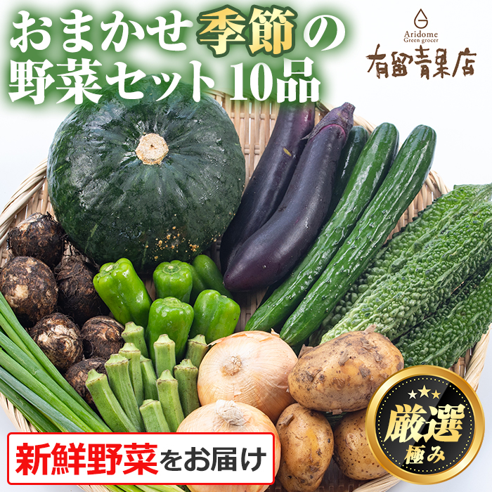 【0123608a】自慢の農家×老舗青果店の新鮮でおいしい野菜・おまかせ便(10品) 野菜 セット 詰め合わせ 詰合せ 旬 お野菜【有留青果】鹿児島県東串良町12000野菜・きのこその他 野菜