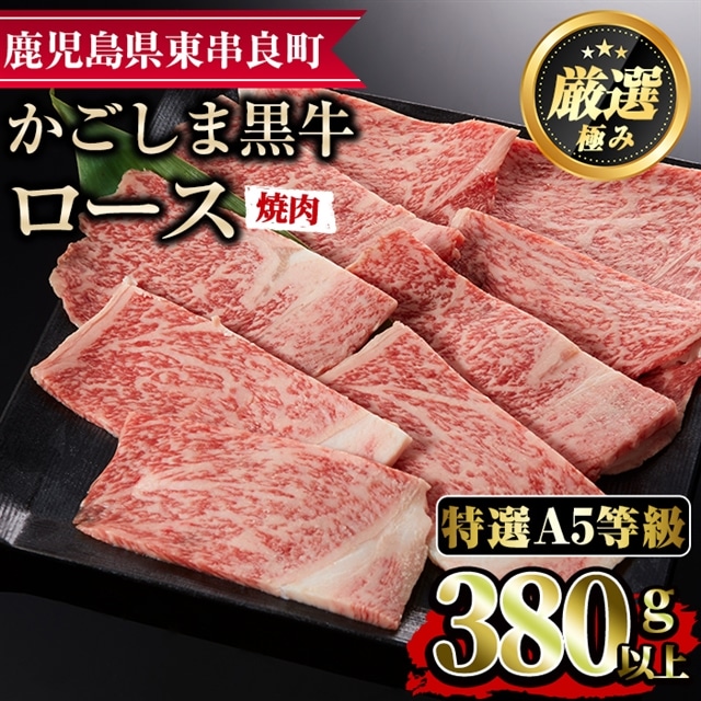 【17476】<特選A5等級>鹿児島県産黒毛和牛ロース焼肉用(380g)国産 牛肉 肉 冷凍 ロース 鹿児島 焼肉 BBQ バーベキュー【デリカフーズ】鹿児島県東串良町17000肉牛肉