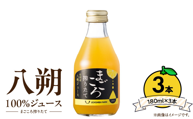 ZE6388n_【まごころ搾りたて】八朔 100%ジュース 180ml × 3本 贈答用和歌山県湯浅町7000お茶・飲料果汁・野菜飲料