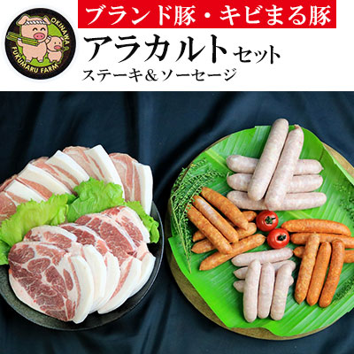 【ブランド豚・キビまる豚】ステーキ&ソーセージ アラカルトセット - 豚肉 小分け 豚ロース ステーキ 肩ロース とんかつ ソーセージ 4種 詰め合わせ セット 総重量約2.27kg 人気 沖縄 ブラ