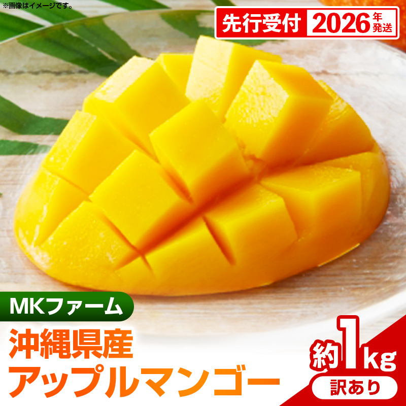 【先行受付】【2026年発送】MKファームの訳ありアップルマンゴー約1kg【訳あり】- 訳アリ 先行予約 家庭用 ご自宅用 沖縄県産 産地直送 南国フルーツ 旬の味覚 アップルマンゴー オススメ 沖