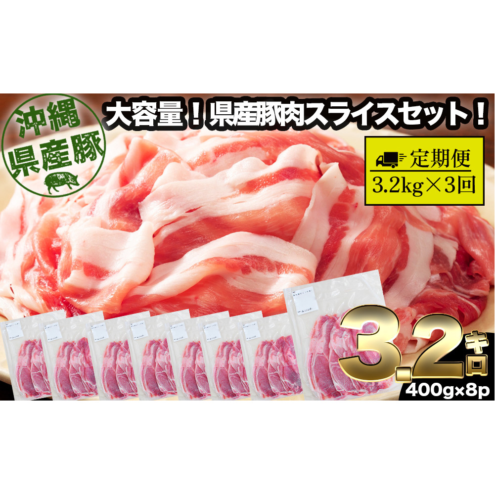 【3回定期便】大容量!沖縄県産豚スライス3.2キロセット沖縄県うるま市45000肉豚肉