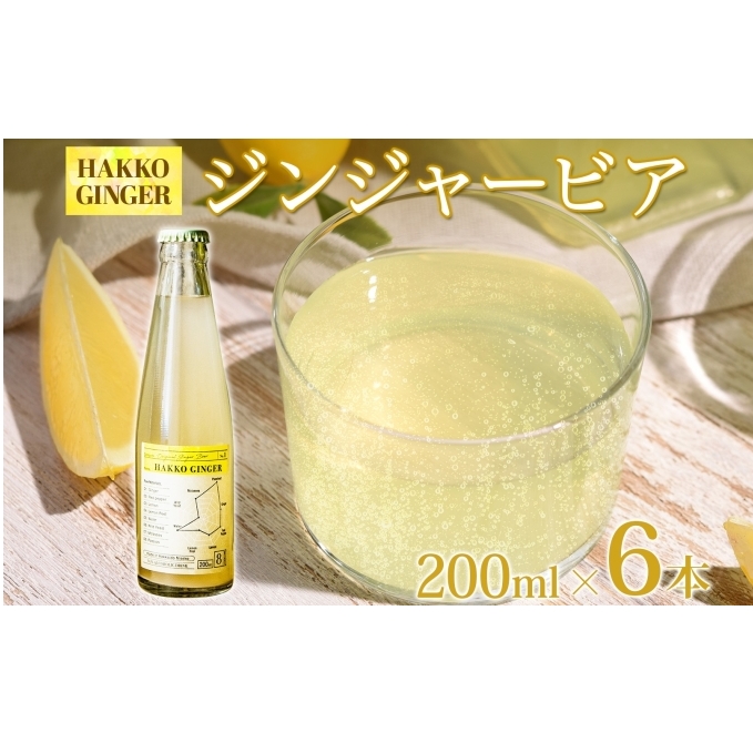 北海道 自家製 ジンジャービア 200ml×6本 HAKKO GINGER 発酵 ジンジャー ビール 生姜 レモン 辛口 ノンアルコール 炭酸 ヘルシー 野菜飲料 野菜ジュース 飲料類 炭酸飲料 北海道倶知安町17000お茶
