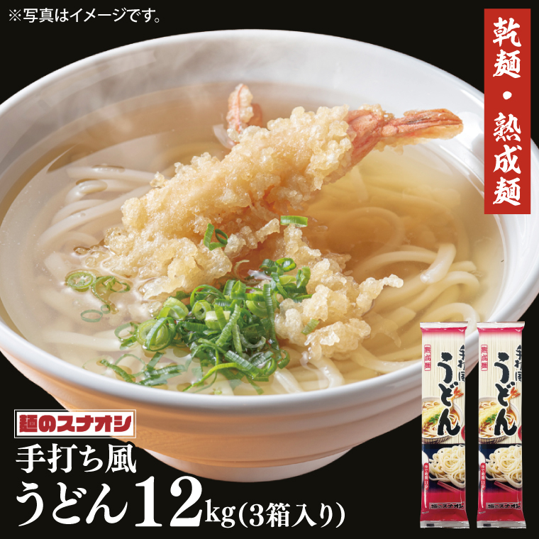 【麺のスナオシ】リピーター続出!手打風うどん3箱 計12kg(200g×60袋)(乾麺)【饂飩 麺 長期保存 保存食 防災 人気 大容量 水戸市 茨城県】(BY-8)茨城県水戸市12000麺