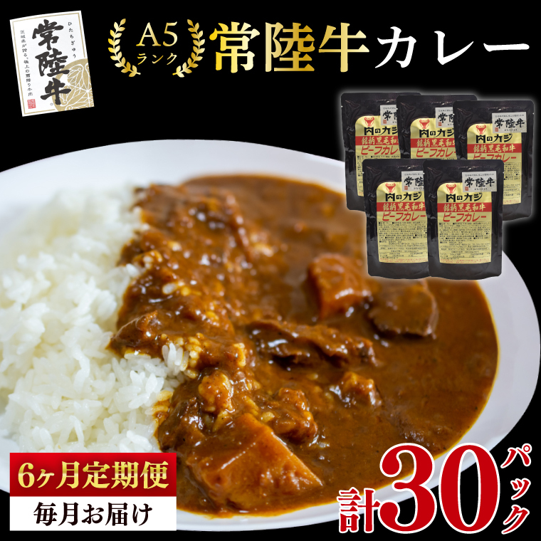 【6ヶ月定期便】【常陸牛 A5ランク】カレー5パック 国産牛 和牛 牛肉 茨城県 水戸市 レトルト 食品 国産 老舗精肉店 (EK-72_2)茨城県水戸市60000鍋セット・総菜・加工食品カレー・シチュー