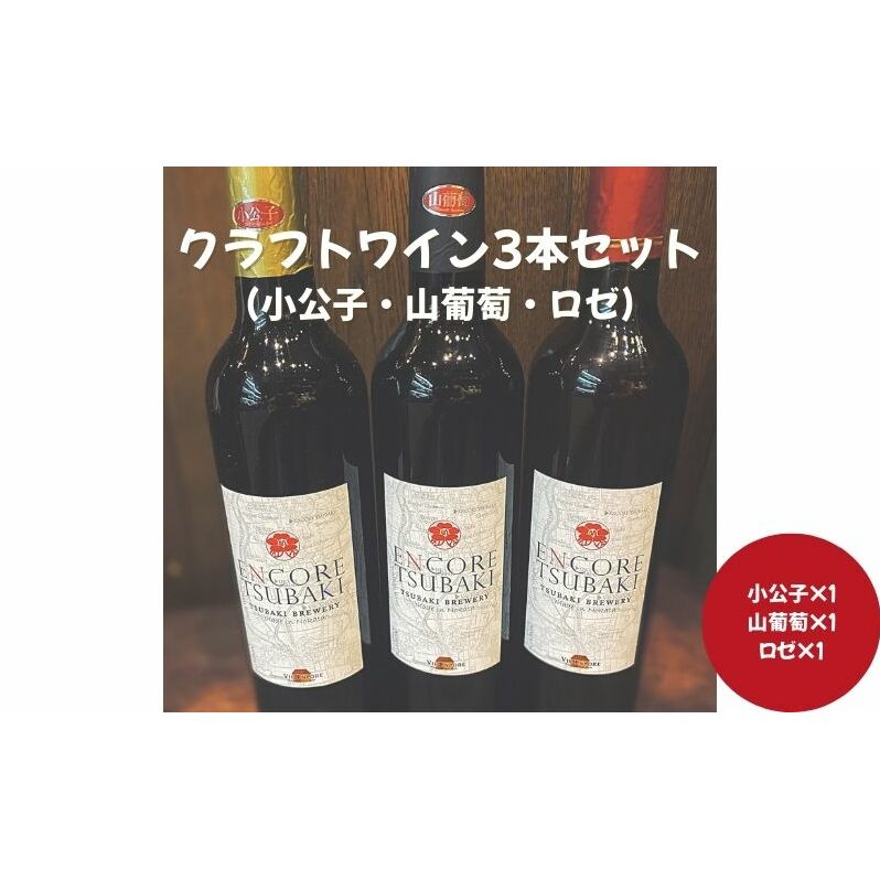 クラフトワイン3本セット(小公子・山葡萄・ロゼ) ワイン クラフトワイン 酒 お酒 セット 詰め合わせ 愛知 日進市愛知県日進市35000酒・アルコールワイン