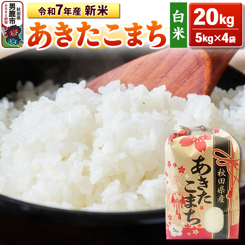 令和7年産 新米【白米】秋田県産 あきたこまち 20kg(5kg×4袋)秋田県 男鹿市 こまちライン秋田県男鹿市65300米・パン白米