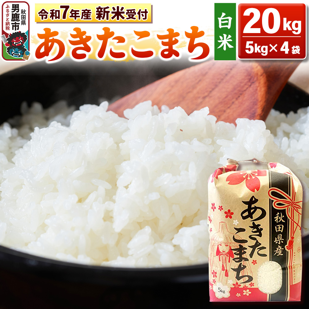 《令和7年産 新米受付》【白米】秋田県産 あきたこまち 20kg(5kg×4袋)秋田県 男鹿市 こまちライン秋田県男鹿市69900米・パン白米