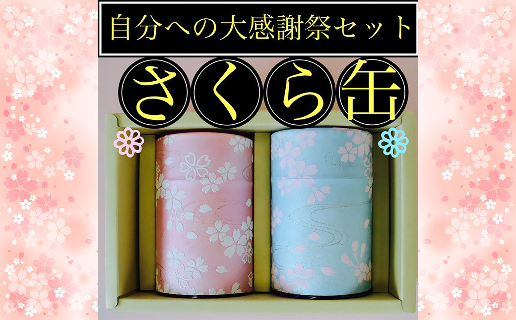 【さくら缶】学生さん達と考えた 深蒸し茶 ギフトセット! 絵柄が選べる100g缶 (100g×2缶 計200g)! 自分への大感謝祭 セット お茶 茶缶 緑茶 深蒸し茶 静岡緑茶 日本茶静岡県菊川市18000お茶