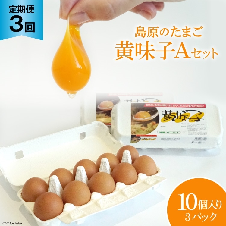 AE289【定期便】島原のたまご 黄味子Aセット 計3回お届け長崎県島原市20000卵・乳製品卵(鶏、烏骨鶏等)