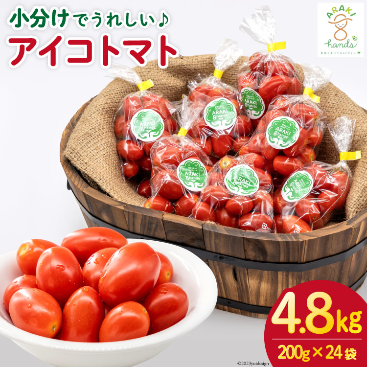 AH068【小分けでうれしい♪】アイコトマト4.8kg(200g×24袋)長崎県島原市17000野菜・きのこトマト