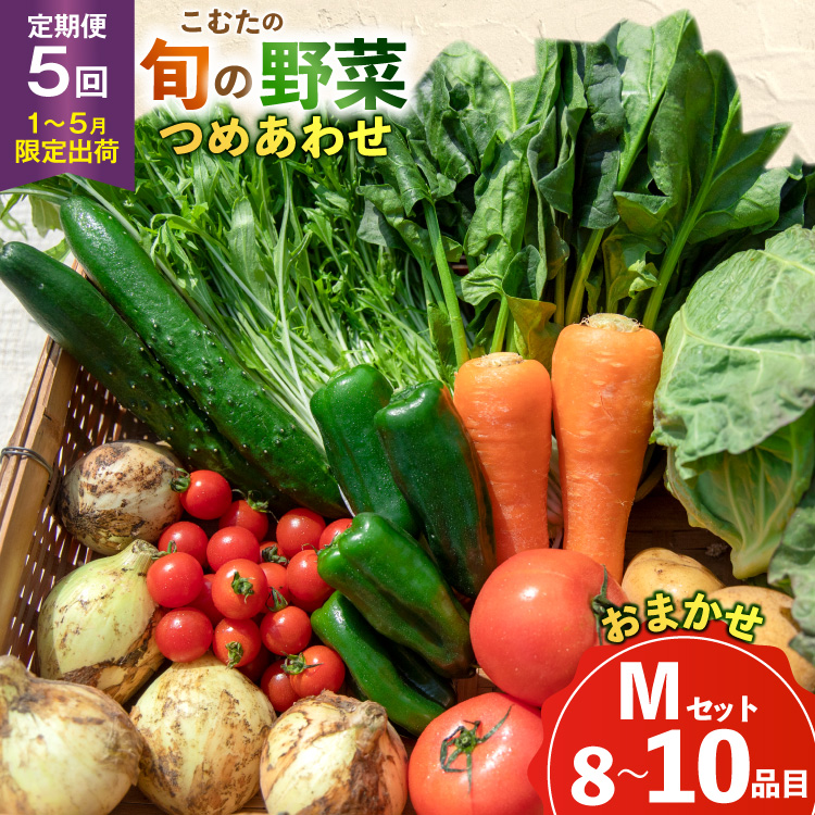 AJ434 【5回定期便】【1〜5月限定出荷】こむたの旬の野菜 (8〜10品目) おまかせMセット [ 野菜 やさい 旬 定期便 野菜セット 種類 人気 オススメ 新鮮 詰め合わせ 詰合せ こむた 小無田 青果 長