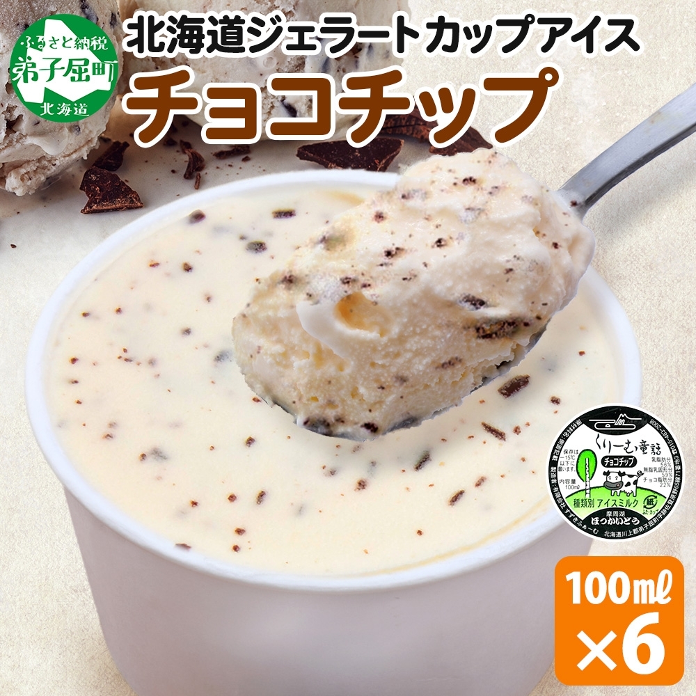 2335. くりーむ童話 カップアイス チョコチップ 100ml×6個 アイスクリーム アイス スイーツ 牛乳 ミルク 贈り物 gift ギフト プレゼント 詰め合わせ  北海道 弟子屈町北海道弟子屈町8000菓子・ス