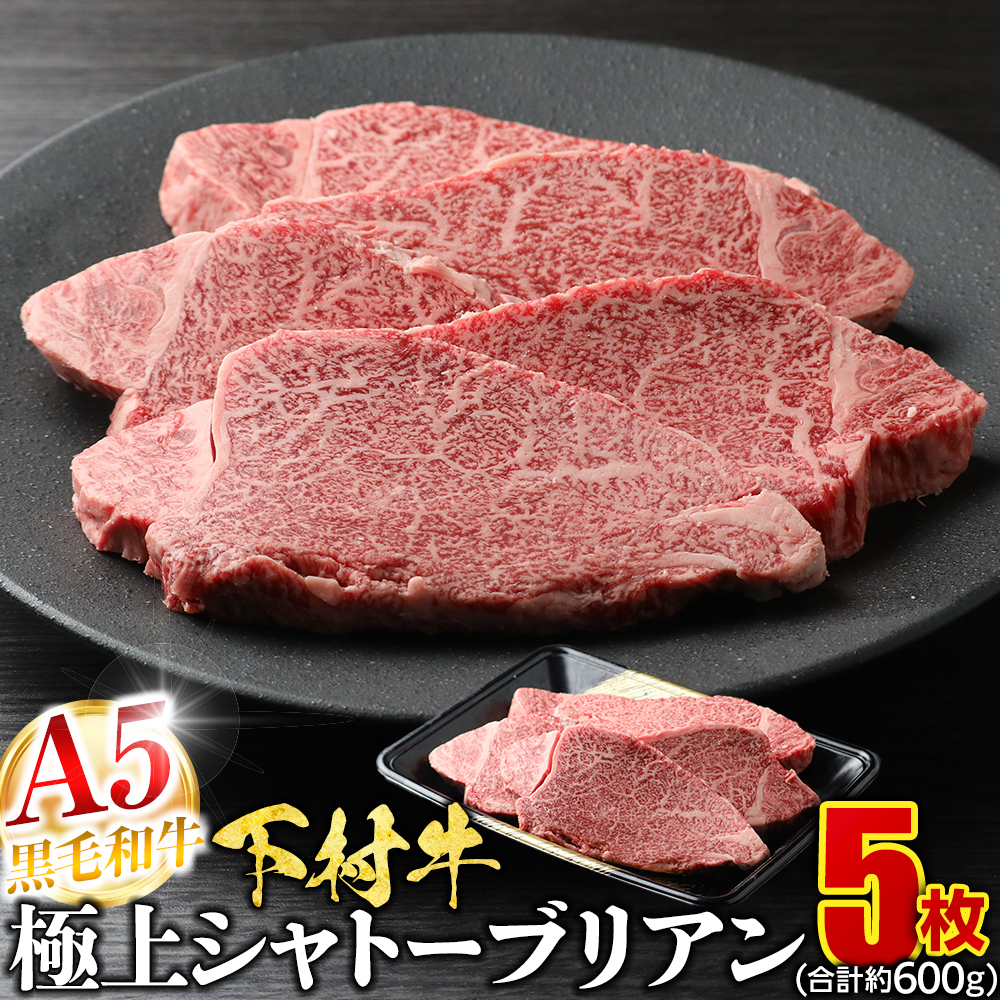 【定番】大府特産A5黒毛和牛下村牛極上シャトーブリアン5枚入り約600g愛知県大府市75000肉牛肉