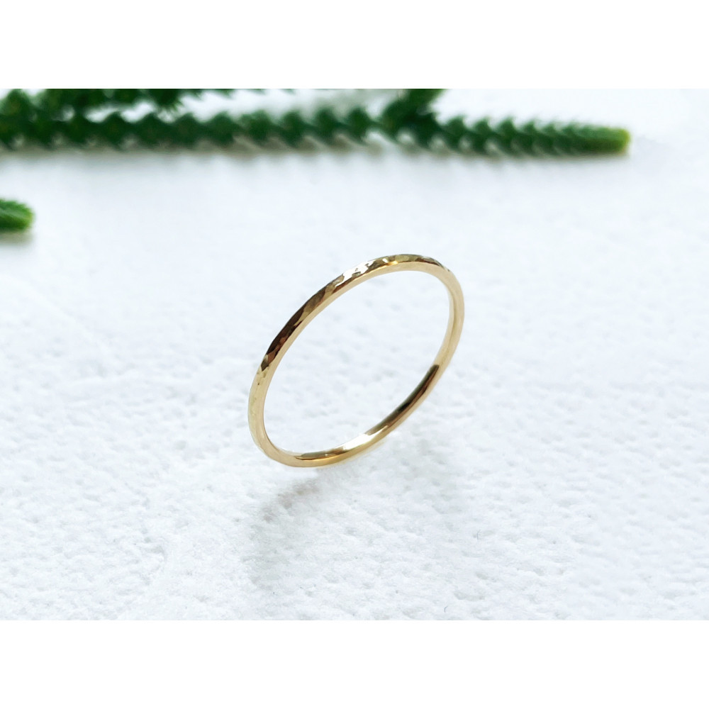 K18 丸つち目 細リング(ハンドメイド)【サイズ:9号】愛知県大府市80000衣類・装飾品・工芸品アクセサリー