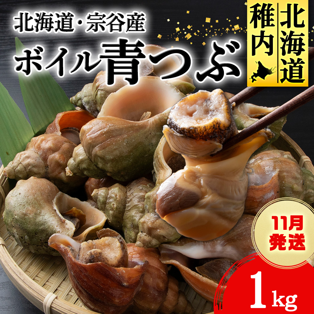 【2025年11月発送】北海道稚内宗谷産 青つぶ 1kg ボイル・あぶら除去済み北海道稚内市7000魚介・海産物貝類
