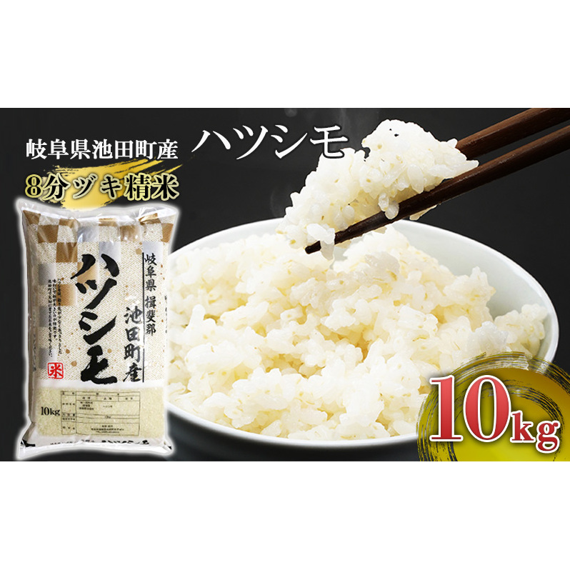 米 10kg ハツシモ 池田町産 8分づき 分つき精米 お米 おこめ こめ コメ ごはん ご飯 有機肥料 減農薬栽培 はつしも 岐阜県 岐阜県池田町19000米・パン白米